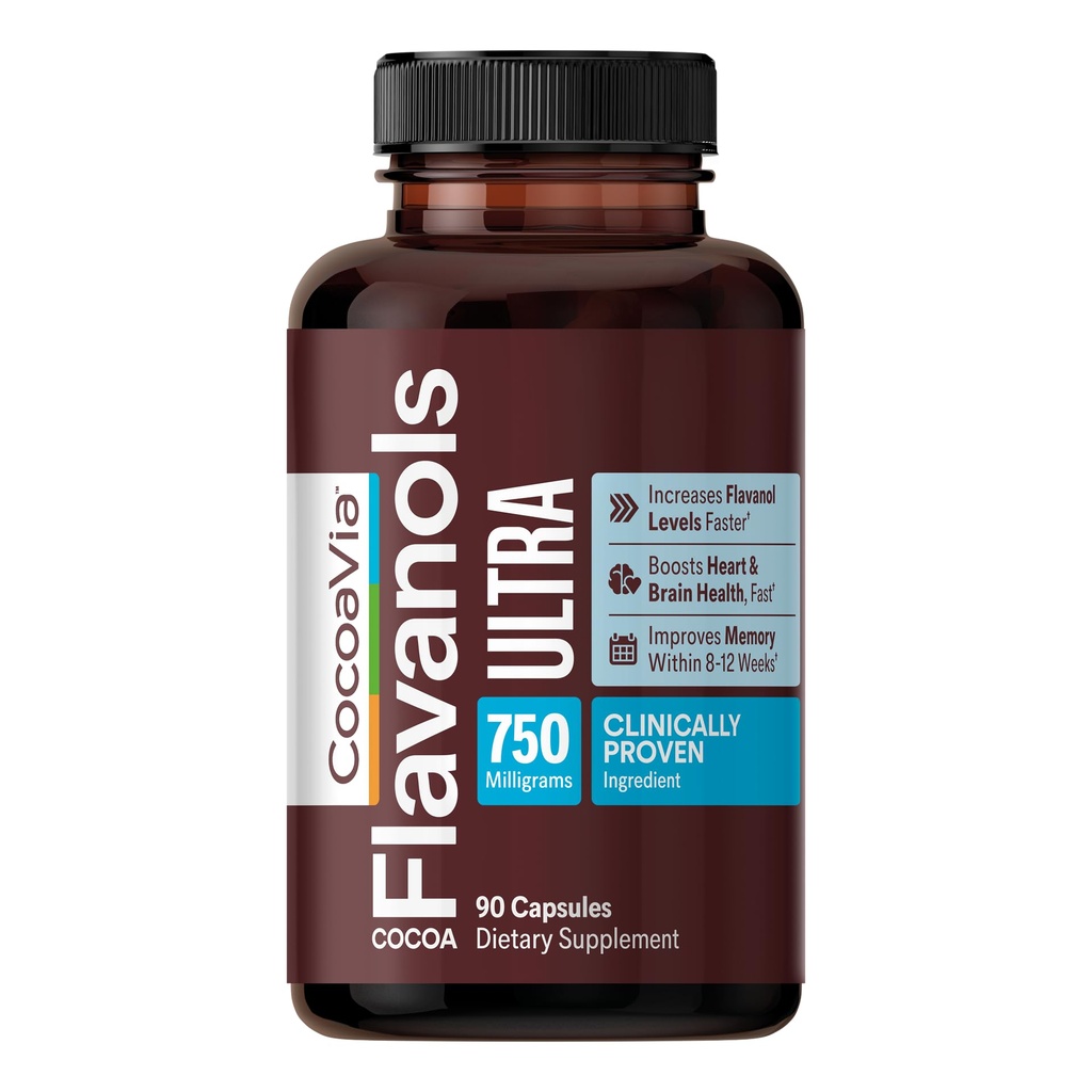CocoaVia Memory+ Brain Supplement, Clinically Proven Memory and Brain Booster, Plant Based Supplement, Sugar Free, Gluten Free, Vegan, 750 mg Cocoa Flavanols Κάψουλες, 30 ημέρες προσφοράς