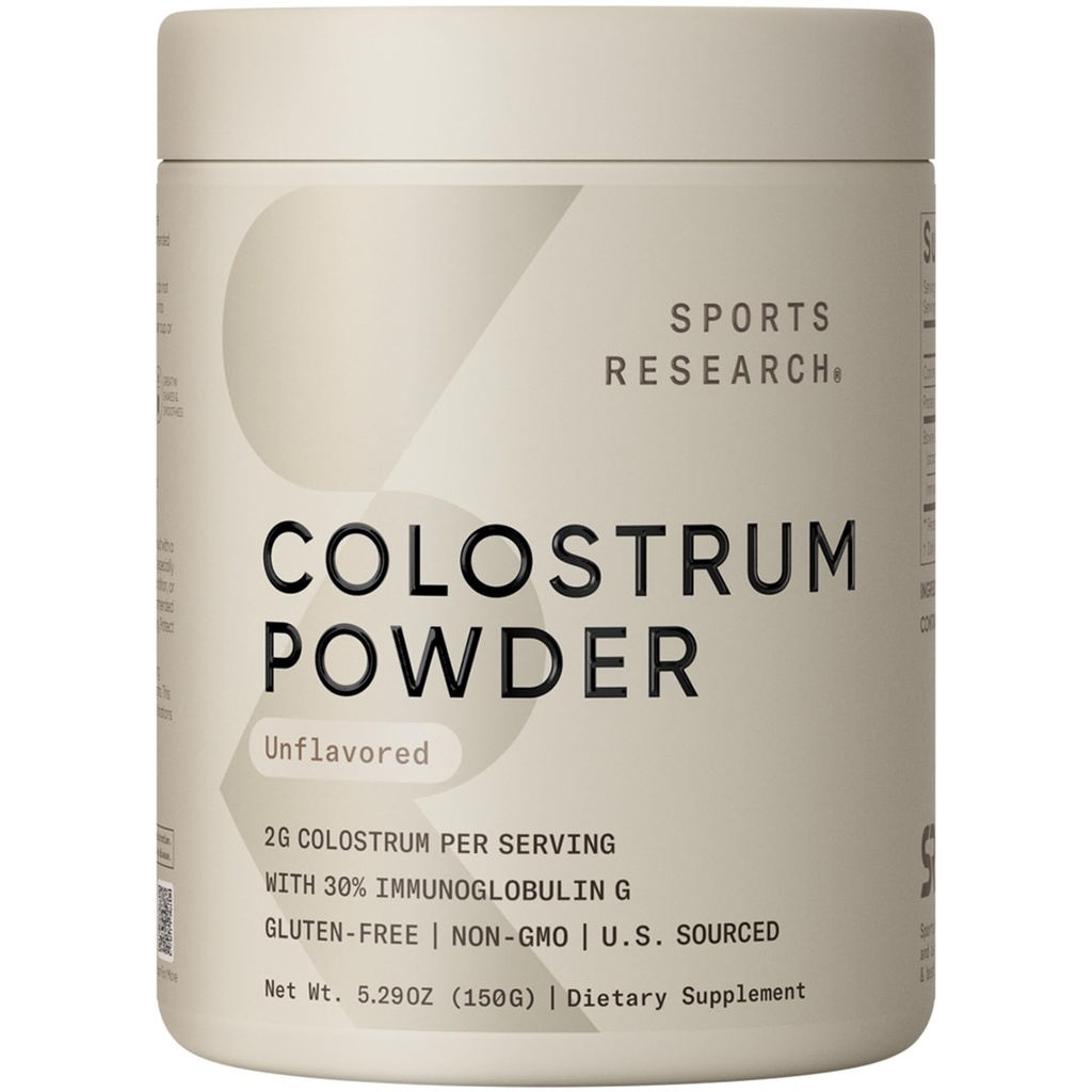 Sports Research® Bovine Colostrum Powder – Εύκολα αναμειγνύεται, Single Ingredient Superfood – Ανοσία Υποστήριξη & Υγεία των Ούλων w/IgG Αντισώματα - Η.Π.Α. Πηγή · Μη-ΓΤΟ · Χωρίς γλουτένη - 75 Υπηρεσίες (Άγριες)