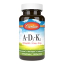 Carlson - Βιταμίνες A, D3, K2, 3000 mcg RAE Βιταμίνη A, 125 mcg Βιταμίνη D3, 90 mcg Βιταμίνη K2 ως MK-7, Κτίριο οστών, Χρήση ασβεστίου, 120 μαλακά τζελ
