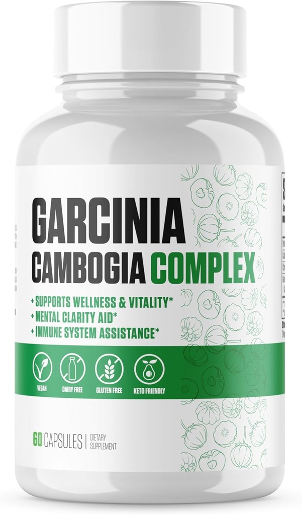 Garcinia Cambogia Ekstra Kuvvet | #1 Yeni Garcinia Cambogia Supplement Plus Pyumyumyum, Kalsiyum Karbonat & Kromium Amino Asit | Enerji ve Stamina - 60 Vegan Capsules