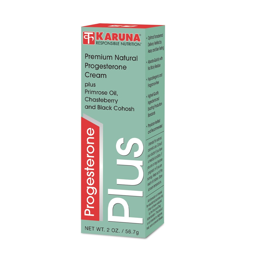 Karuna Progesterone Plus 2OZ | Hypoallergenic USP Progesterone from Wild Yam Root Extract, Organic Jojoba Oil and Aloe Leaf Extract Organic Shea Butter Vitamin E