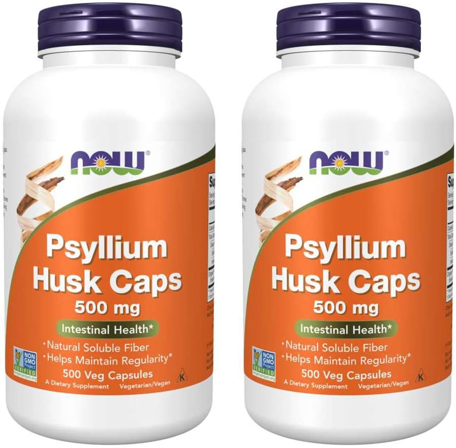 NOW Τρόφιμα Psyllium Husk 500mg, 500 Κάψουλες (2 Συσκευασία)