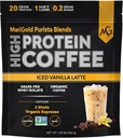 MariGold High Protein Coffee - Iced Vanilla Latte, 20g Grass-Fed Whey Protein Isolate, Energy & Processout Boost, 2 Shots Organic Espresso, Non-GMO, 1 Net Carb, 1 Lb Bag, 15 Services