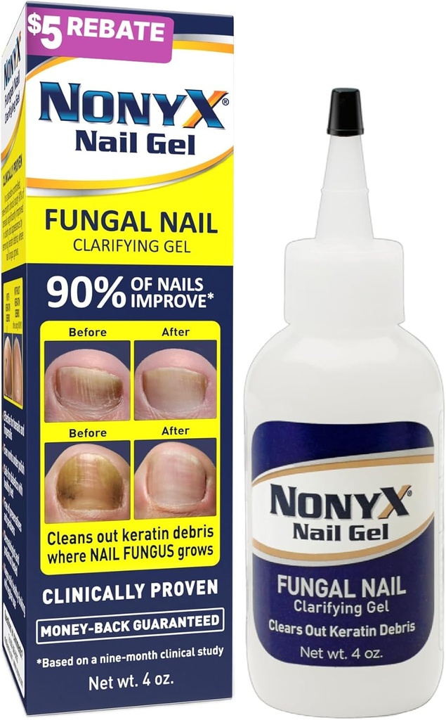 NONYX Fungal Nail Claring Gel | Klinik olarak Discolored, Ti, Brittle, Yellow, Lifted ve Fungus-Damaged Toenails'ın diğer belirtileri | Nails'ın% 90'ı | 8 milyon satıldı