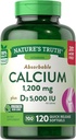 Nature's Truth Calcium 1200 mg Plus Vitamin D3 5000 IU Συμπληρώματα, 120 Count (Pack of 3)