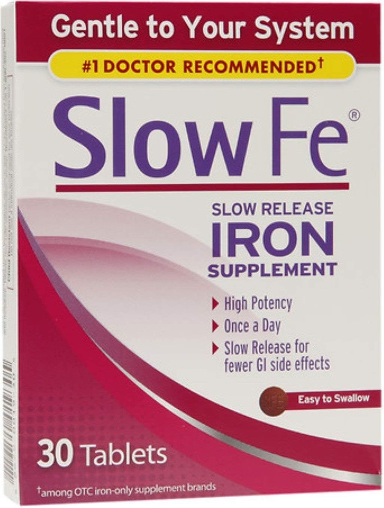 Slow release Iron, Tabletler 30 ea (Pack of 6)
