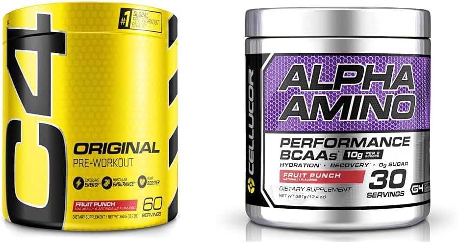 Cellucor C4 Original Pre Workout Toz Meyveleri - Immune Support & Alfa Amino EAA & BCAA Toz | Dallanan Zincir Esaslı Amino Asits + Elektrolytes | Meyve | 30 Hizmet