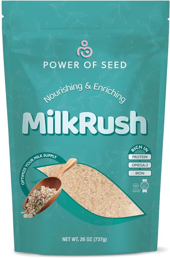 Milkrush Lactation Emzirme Desteği - Oats Seeds & Almond Lactation Drink Mix - Süt besleme Superfood Mix with Omega 3, Iron & Food - Kosher Sertifikalı - 26oz Bag