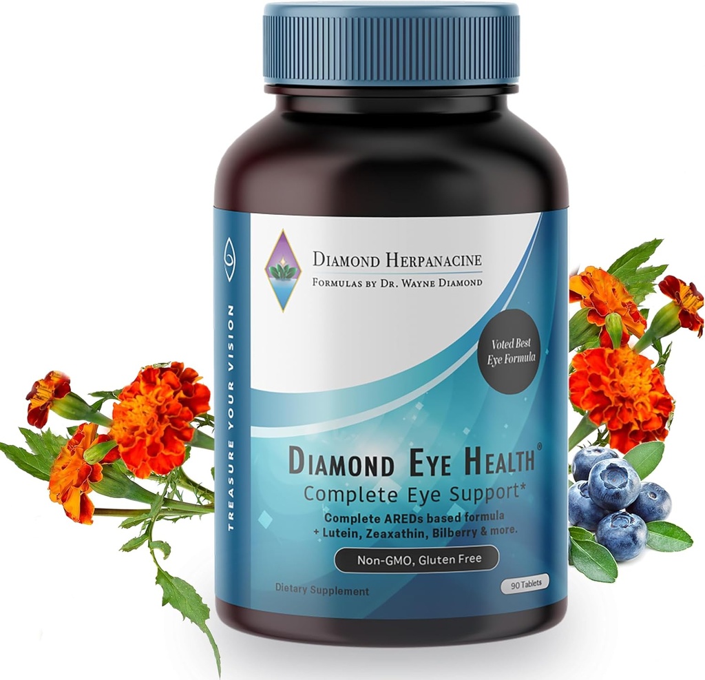 Elmas Göz Sağlığı - Tamam Göz Desteği için Doğal Vitaminler - Sağlıklı Göz Vitaminleri - Göz Sağlık Vitaminleri Aging Eyes - Vegan, Gluten-Free, Dairy-Free - (90 Count)