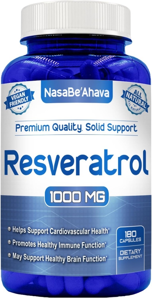 Resveratrol 1000 mg Capsules | Vegan Friendly Resveratrol Supplement Easy Abxia Antioksidan Japonca Knotweed for Skin Heart and Brain Support | Made in US cGMP Olanaklar (90 Day Supply)