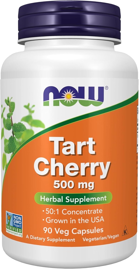 NOW Foods Supplements, Tart Cherry (Prunus cerasus) 500 mg, 50:1 Συμπυκνωμένο, φυτικό συμπλήρωμα, 90 Veg Capsles