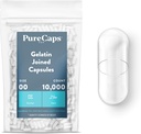 PureCaps USA - Boş Gelatin Capsules Boyutu 00| 10.000 Joined Pills| Clear| Non-GMO sertifikalı | SLS, Gluten, Preservative Free Free Free