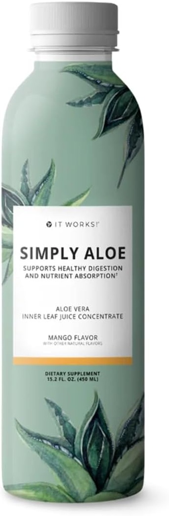 Δουλεύει! Απλά Αλόη - Μάνγκο Γεύση - 15.2 Fl Oz - Αναζωογονητικό, θρεπτικό ποτό - Αλόη Βέρα Εσωτερικό χυμό φύλλων - Υποστηρίζει υγιεινή πέψη, θρεπτική απορρόφηση, και Γενική ευεξία