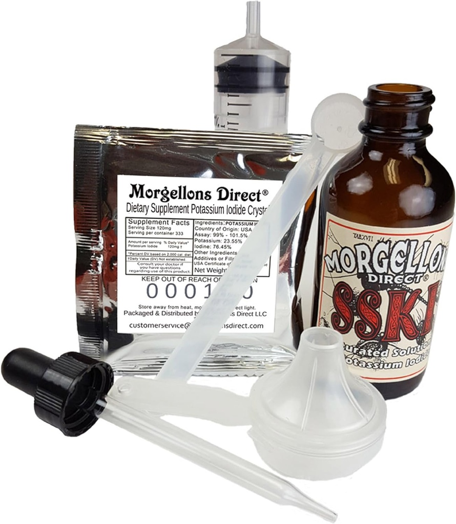 SSKI Iodine Iodide Solutions Κιτ ανάμειξης καλίου Περιλαμβάνει Αναγκαία εργαλεία και προ-Μέτρο συμπλήρωμα διατροφής Ιωδιούχο κάλιο Κρύσταλλα. Απλά προσθέστε το Αποσταγμένο Νερό.