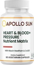 APOLLO SUN Heart and Blood+Pressure Supplement Nutrient Matrix with Hawthorn Extract, Niacin, και COQ10, 60 κάψουλες χορτοφάγων
