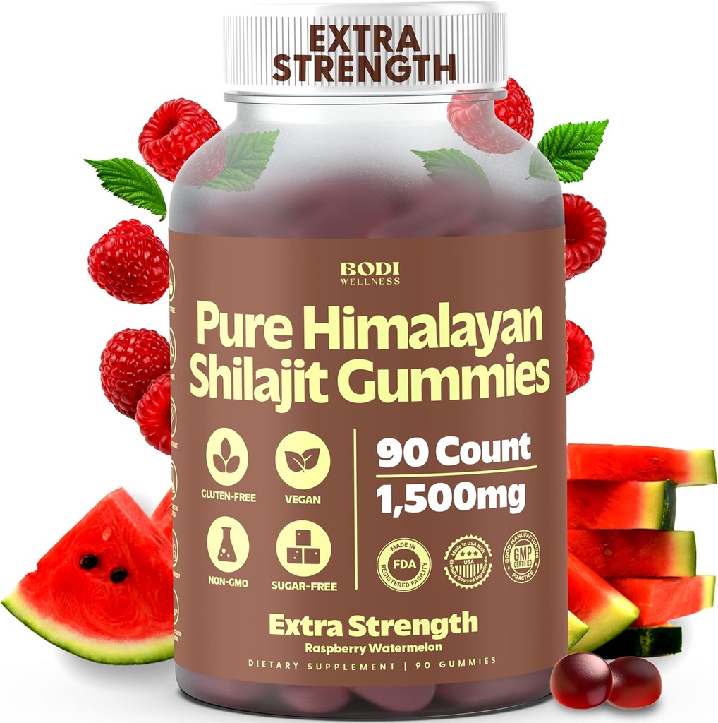 Pure Himalaya Shilajit Gummies 1500 mg - 90 Vegan, Sugar-Free Gummies with 85+ Trace Minerals & Fulvic Acid, Non-GMO Shilajit Supplement for Men & Women
