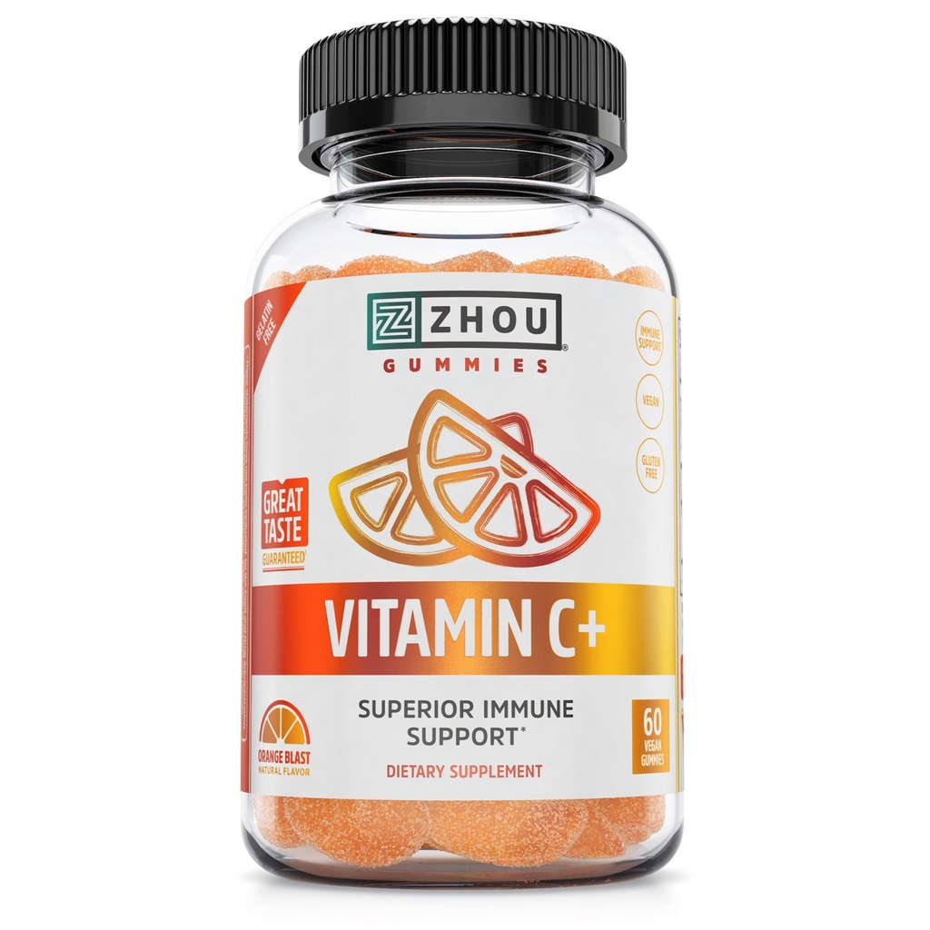 Zhou C Vitamin+ Gummies - Yetişkinler ve Çocuklar için C Gummies, Immune Support için Bioflavinoids ve Acerola ile Gummy için 270 mg - 60 Vegan Gummies