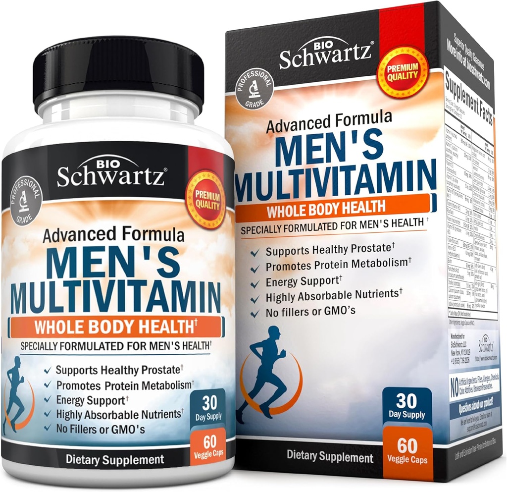 Erkeklerin Immune Desteği için Vitamin C A B D3 E Çinko ile Çok Vitamini - Enerji ve Kalp için Günlük Tamam - Antioksis & Digestive Enzymes for Abpole - mental Clarity & Focus Support -60 Ct