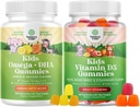 Πακέτο Omega DHA Gummies για τα παιδιά - Λιπαρά Οξέα Omega 3 6 9 - Βιταμίνη C για τον εγκέφαλο, την ανοσία & το όραμα και τη βιταμίνη D Gummies για τα παιδιά - 1000 IU ανά υπηρεσία - Ανοσοποιητική υποστήριξη μυϊκά δόντια & υγεία των οστών