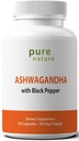 Pure Nature Ashwagandha with Black Pepper Extract 60 Veggie Capsules