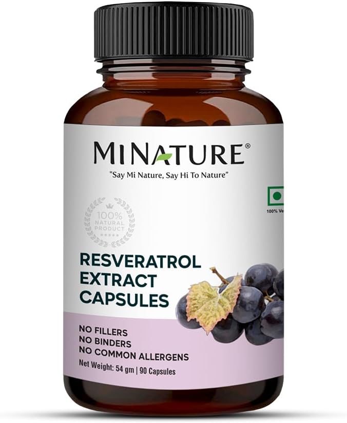 minature Resveratrol Capsules | Superfood Supplements|500 mg, 90 Veg Capsules, 45 Days Supply, 54g | Pure & Natural | Chemical Free Preservatives Free| Vegan | Made in India