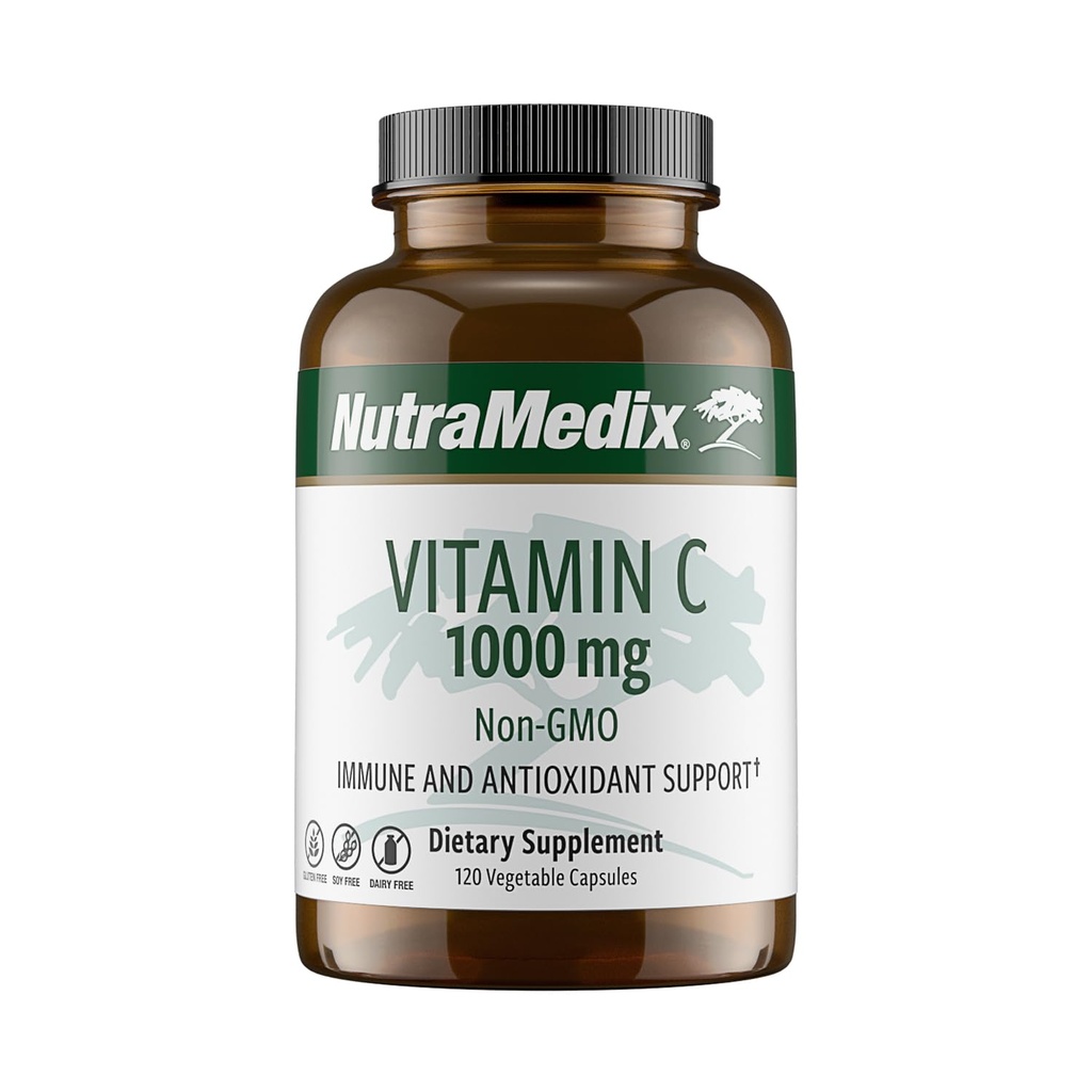 NutraMedix C 1000 mg - Immune Support & Heart Health için Antioksis Supplement - Vegan, Non-GMO (120 Vegetarian Capsules)