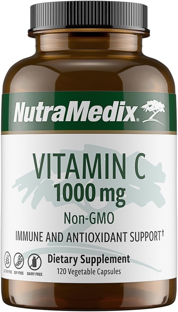 NutraMedix C 1000 mg - Immune Support & Heart Health için Antioksis Supplement - Vegan, Non-GMO (120 Vegetarian Capsules)