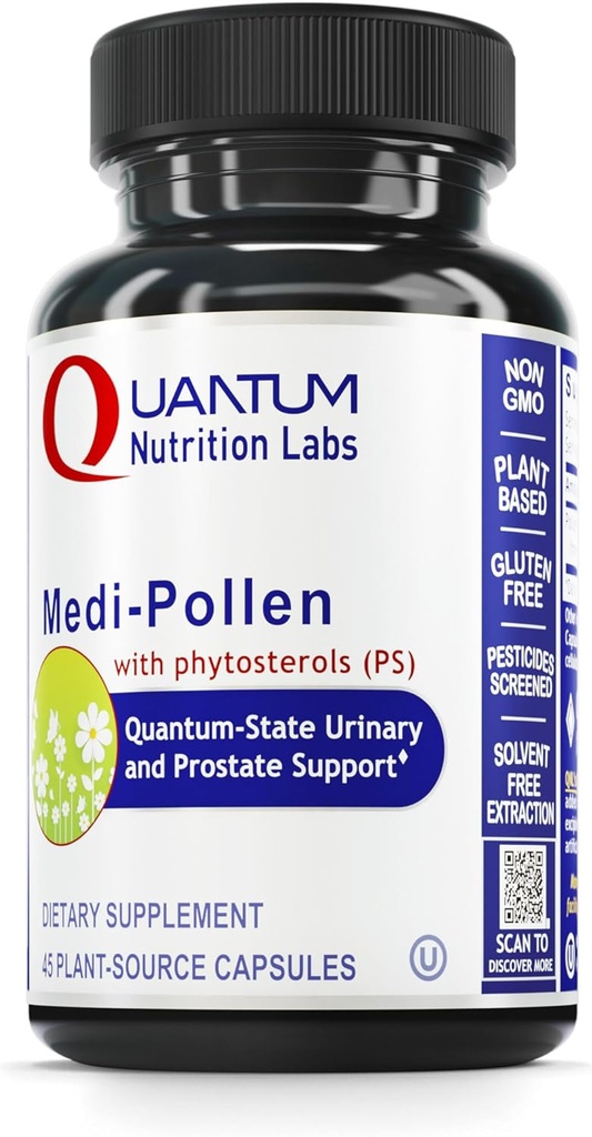 QNL Quantum Medi-Pollen - Ανδρικό συμπλήρωμα υγείας του προστάτη - Υποστηρίζει την υγεία του προστάτη και των ουροφόρων οδών - Vegan συμπλήρωμα υγείας ούρων - 45 κάψουλες φυτικής προέλευσης