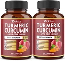 2packs 90 Capsules Turmeric Curcumin + Apple Cinder Vinegar Capsules, 6 Ay Supply with Ashwagandha, Ginger,% 95 Standardized Curcuminoids, Ortak & Abxia Supportcuminoids