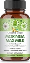Organik Veda Moringa Max Milk Lactation Supplement (120 Capsules) - 1800 mg Super Strength Organik Vegan Kompleksi Fenugreek, Süt Butle, Moringa Leaf & Tohumlar