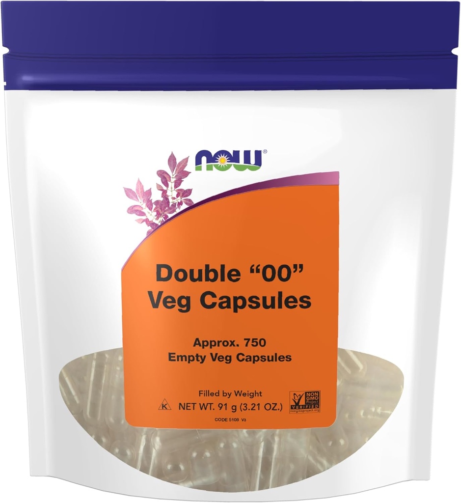 Şimdi Gıdalar Tamamlıyor, Boş Vejetaryen Capsules, Double "00", Kilo ile doldurun, Non-GMO Projesi Doğrulandı, 750 Veg Capsules