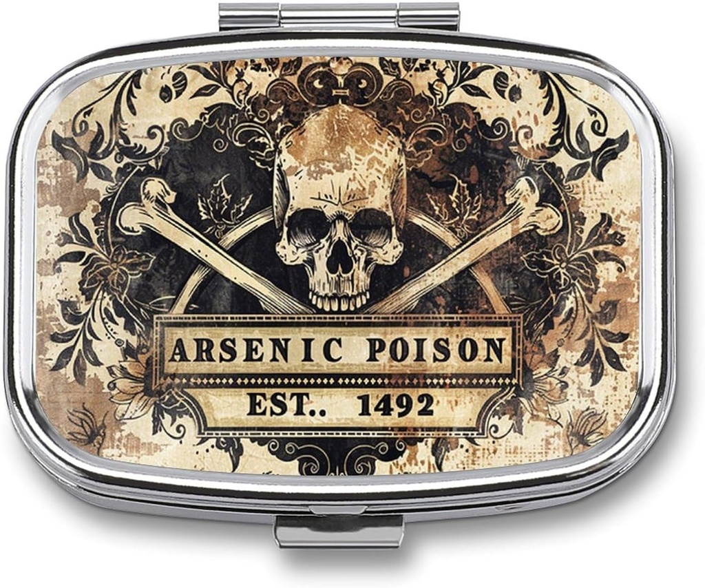 Metal 2tment Pill Organizer Travel Friendly Portable Compact Pill Box Cute Pill Case to Hold Vitamins,Fish Oil,Supplements,Meds,Tablet for Purse,Pocket. (1492.)