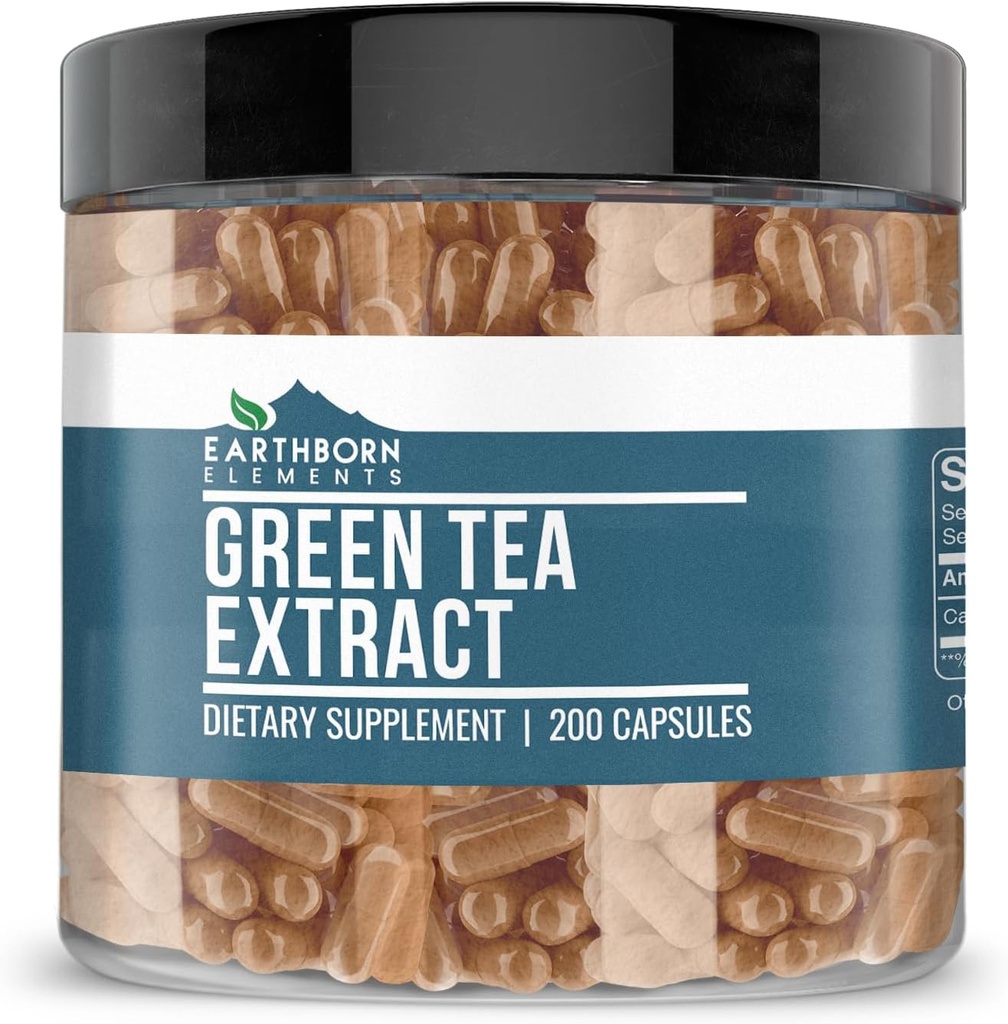 Earthborn Elements Green Tea Extract 200 Κάψουλες, καθαρό & μη αραιωμένο, χωρίς πρόσθετα