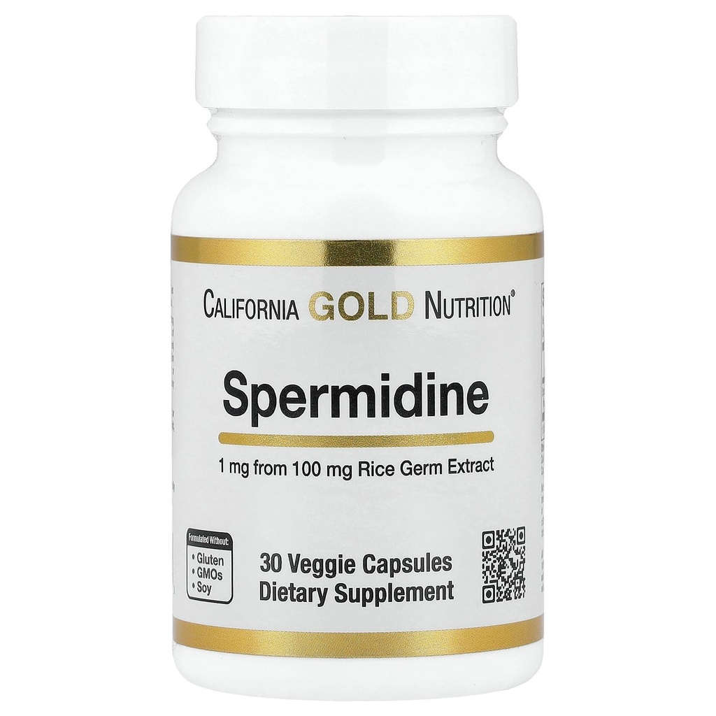 California Gold Nutrition Spermidine, Rice Germ Extract, 1 mg, 30 Veggie Κάψουλες