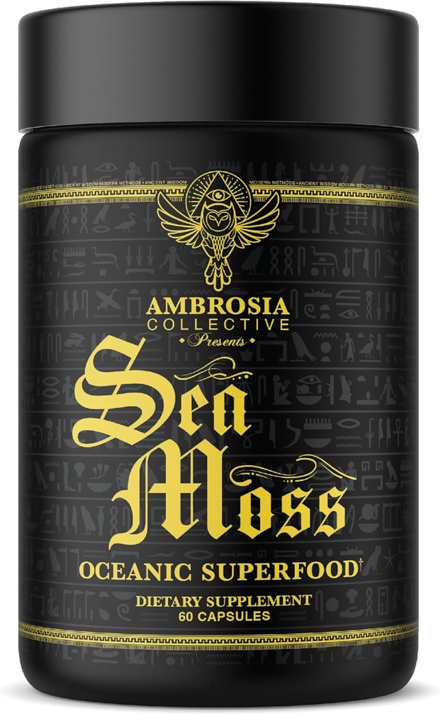 Ambrosia Irish Sea Moss Capsules | High Dose 500 mg/Serving | Made with Organic Sea Moss | Veggie Capsules