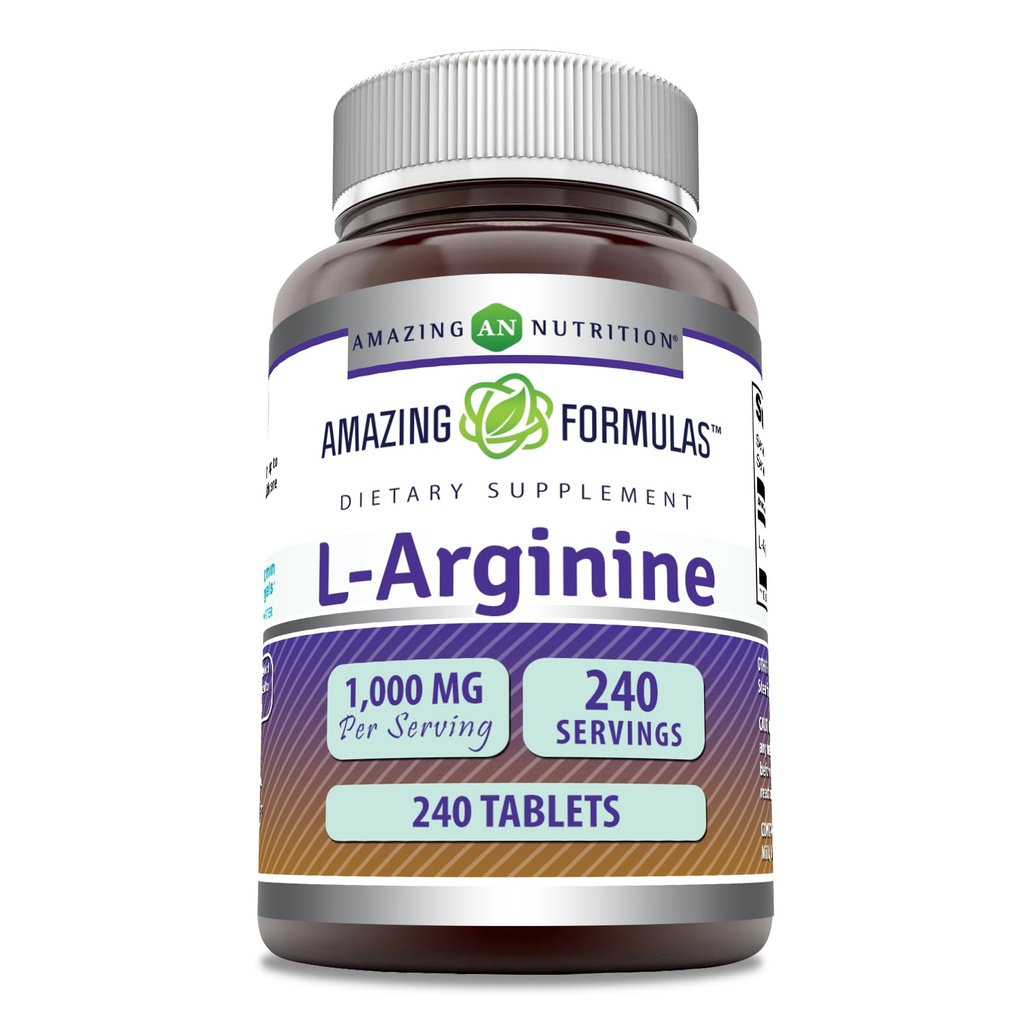 Amazing Formulas L-Arginine 1000 mg Tabletler | Kadınlar ve Erkekler için s | Non-GMO | Gluten Free | Made in USA ( Count240)