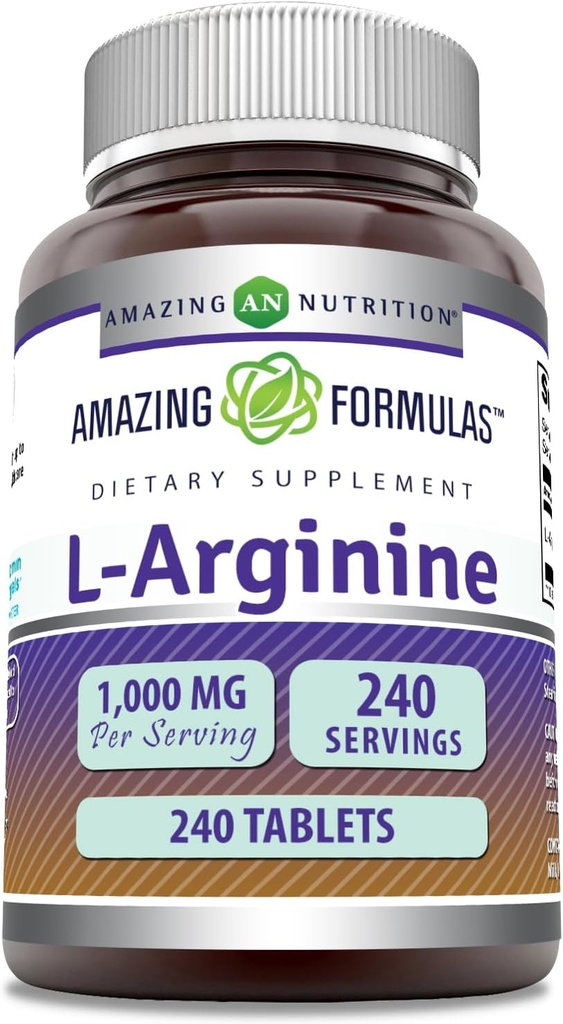 Amazing Formulas L-Arginine 1000mg Tablets | Amino Acid Supplement for Women & Men | Non-GMO | Gluten Free | Made in USA (240 Count)