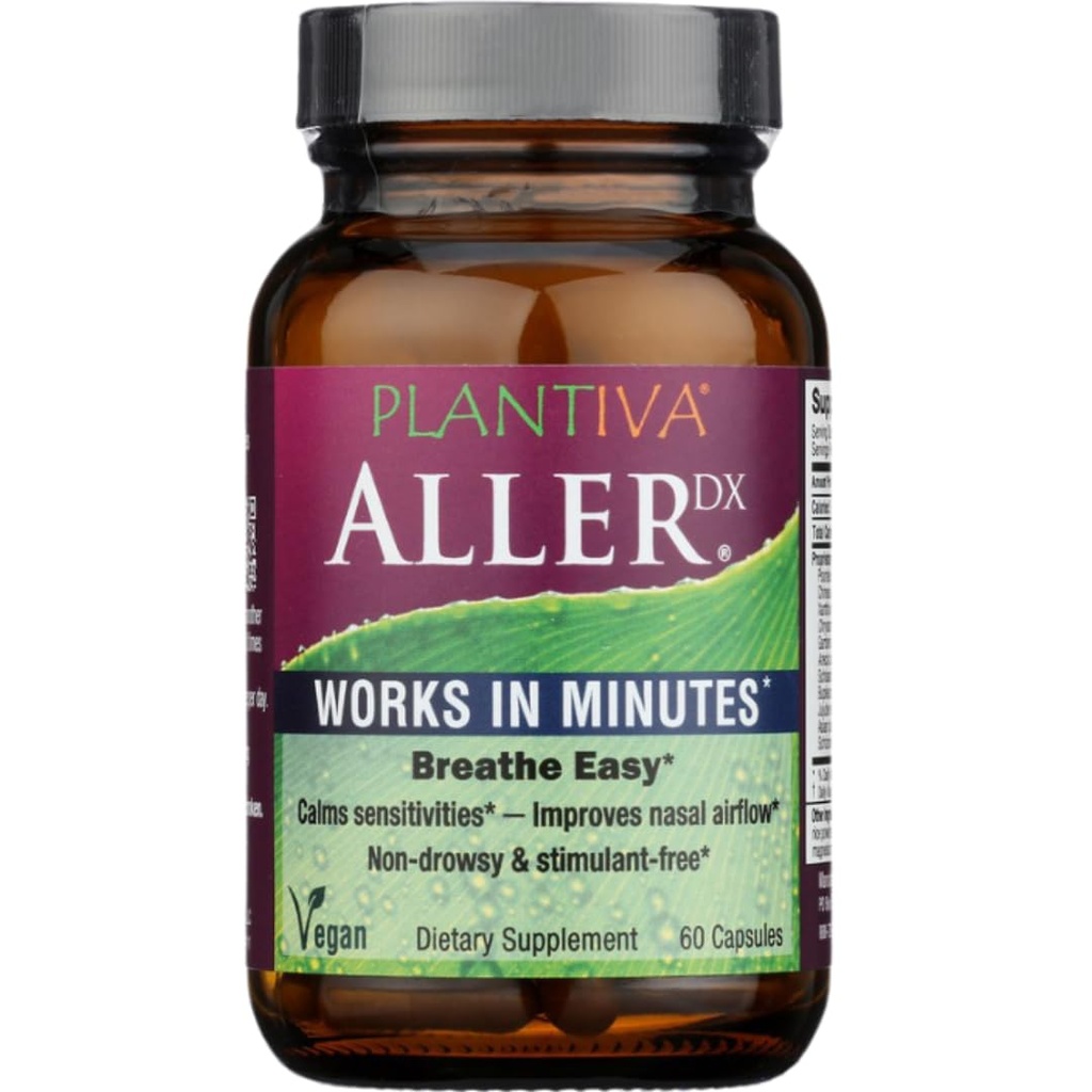 AllerDx Natural Herbal Season Support Supplement - Non-Drowsy, Stimulant Free, Fast-Acting Respiratory Support - 60 Capsules