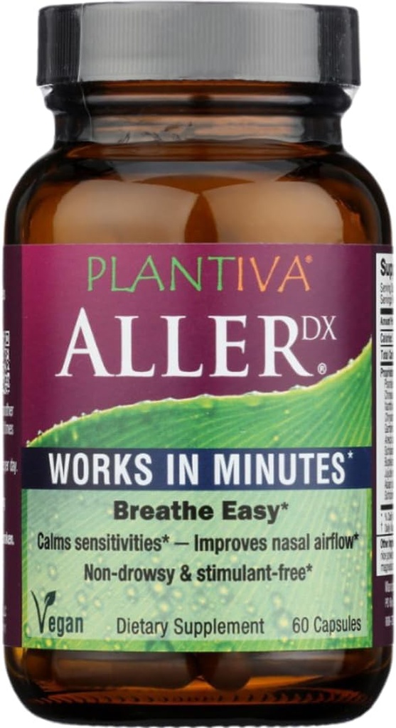 AllerDx Natural Herbal Season Support Supplement - Non-Drowsy, Stimulant Free, Fast-Acting Respiratory Support - 60 Capsules