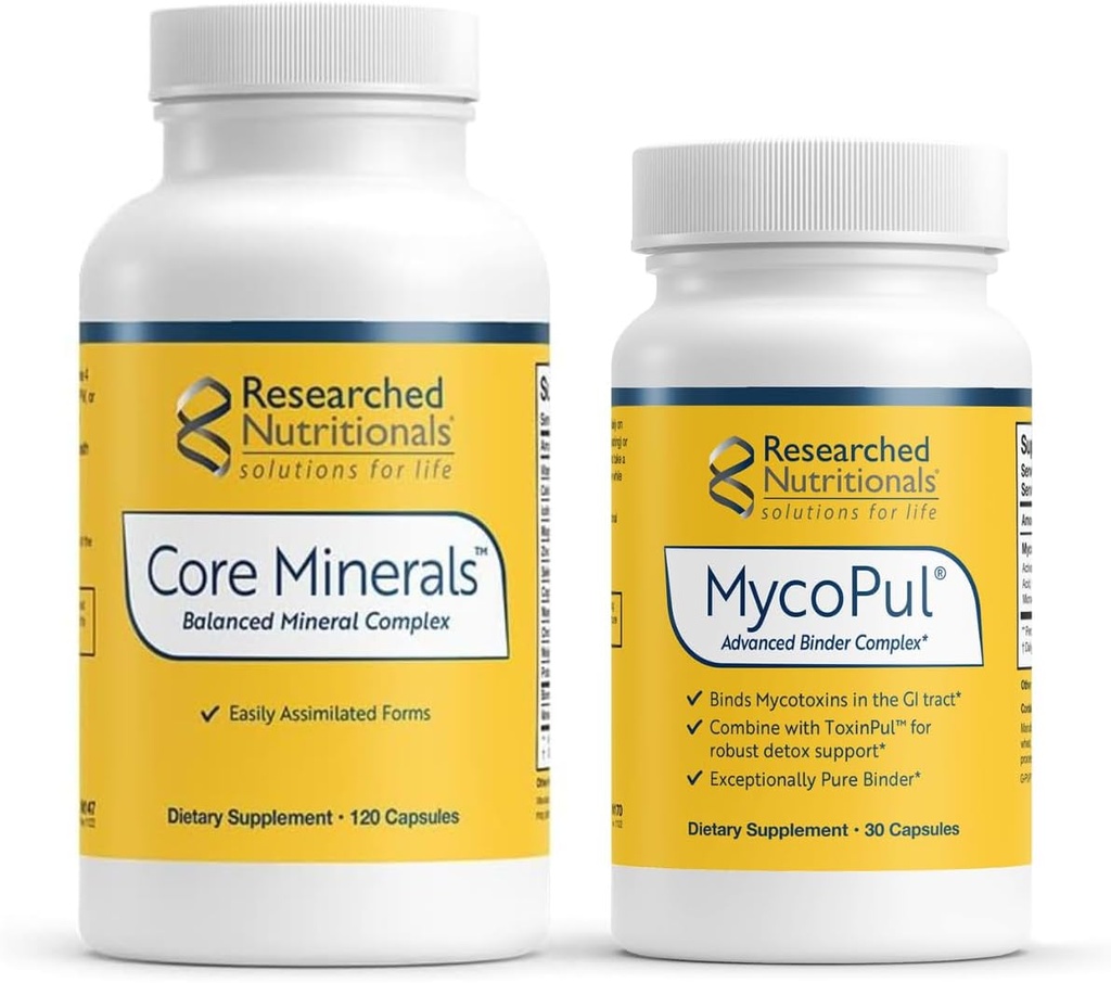 Araştırmalı Beslenme MycoPul Binder & Core Minerals Sche - Binder Protokolü sırasında Vücuttaki Mineralleri Destekleyin (2 Ürünler)
