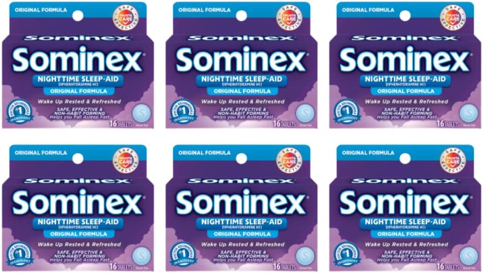 Sominex Original Formula Tabletleri 16 Tabletler (Pack of 6)