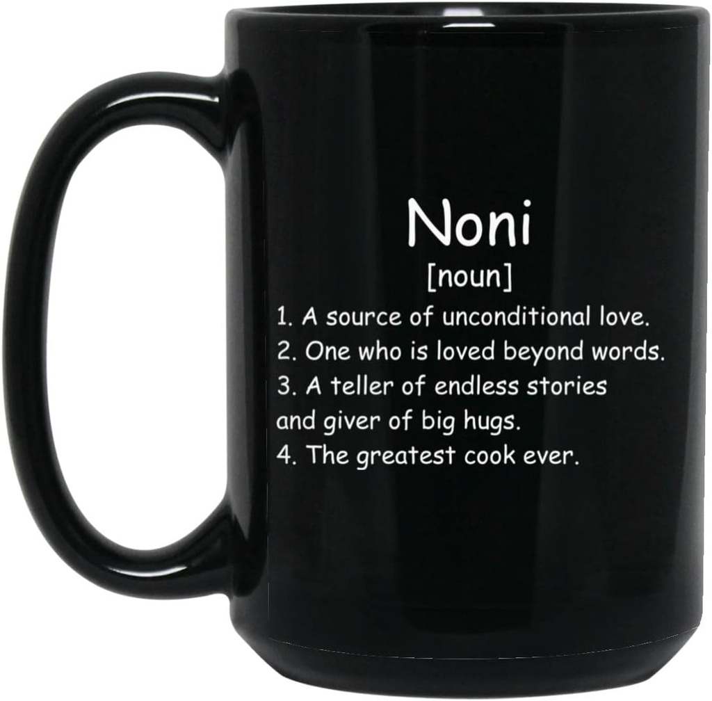 Noni Noun Kahve Mug (Black) - Noni Tanım Mug - Hediye Noni - Doğum Günü Hediyesi - Noni Hediye - Anneler Günü Hediyesi - Noel Hediyesi 15oz