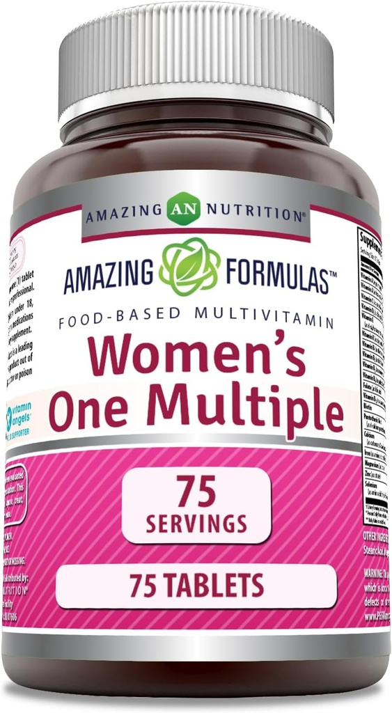 Amazing Formulas Women's One multiple | Food-Based | Tabletler Supplement | Mükemmel Vitaminler, Mineraller, 25 Milyon CFU probiyotikler ve Gıda bazlı enzimler (1 Pack, 75 Count)