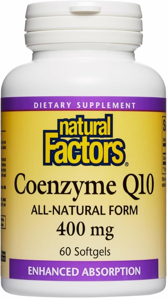Doğal Faktörler Coenzyme Q10 - Antioksi Support Supplement Supports Cellular Enerji Üretimi - Daha İyi Absorps Sağlıklı Kalp Fonksiyonu - 400 mg, 60 Softgels (60 Hizmet)