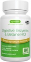 Igennus Fast Action Digestive Enzymes & Betaine HCl, 10 Broad Spectrum Enzymes με Protease, Lipase & Lactase, Papain & Bromelain, Φυτική Vegan, Καθαρή ετικέτα, για γυναίκες και άνδρες, 90 κάψουλες