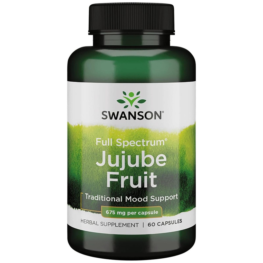 Swanson Jujube Fruit - Full Spectrum Herbal Supplement Promoting a Calm & Relaxed Mind - Natural Formula Supporting Stress & Support - (60 Capsules, 675mg Each)