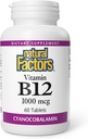 Doğal Faktörler, Vitamin B12 Cyanocobalamin 1000 mcg, Supports Energy and Red Blood Cell Production, 60 tablet (60 hizmet)