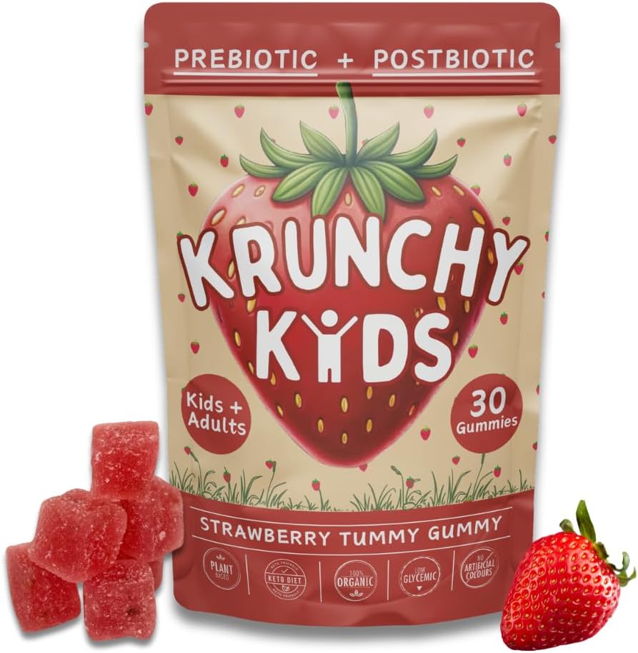 Çocuklar ve Yetişkinler için Organik Prebiyotik & Postbiyotik Gummy Vitamin, Allulose, Sugar Free, Fermented Strawberry, Support Gut Health, Dye Free