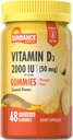 Sundance Vitamin D3 Gummies | 2000 IU | 48 Kont | Pineapple Flavor | Vegetarian, Non-GMO ve Gluten Free Supplement Supplement