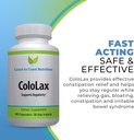 ColoLax Gentle Constipation Relief for Adults - Αποσκληρυντής & Καθαρισμός Κολώνων με το Psyllium Husk - Υποστήριξη για την Αυθαιρεσία, Ανακούφιση από το Αέριο & το Αίμα, και Υποστήριξη Θήκη - 60 Κάψουλες